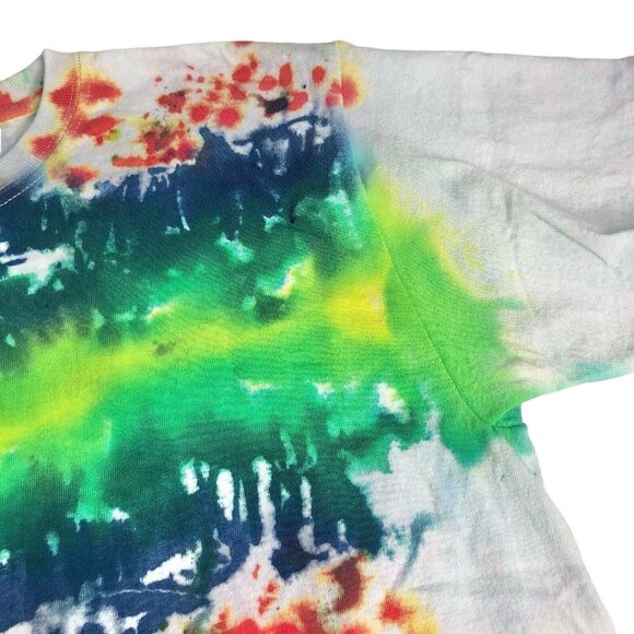 Tie Dye Gildan Youth T-Shirt L 14/16 Color Splash Cotton Short Sleeve White Base - Picture 4 of 6